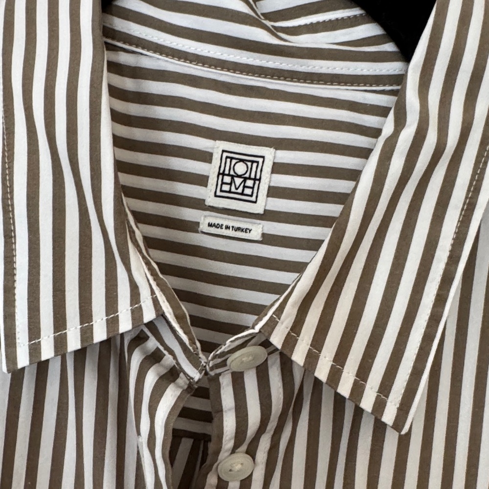 Toteme Women’s Brown and White Striped Cotton Poplin Shirt Euro Size 40 - Picture 2 of 13